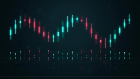 Futuristic candlestick chart displaying dynamic financial market fluctuatio.. Stock Footage 345424520