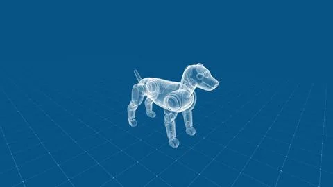 Futuristic Canine Technology in a Virtual Reality Blueprint Environment Stock Illustration