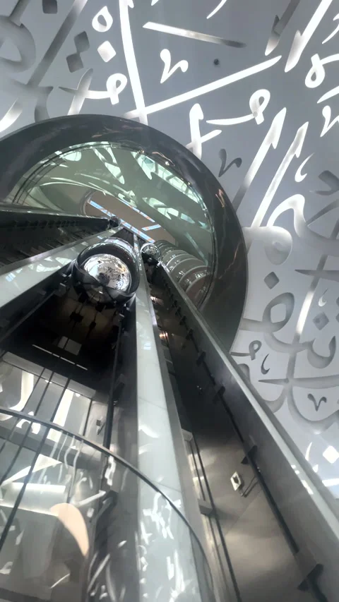 Futuristic Capsule Elevators Inside the Famous Museum of the Future, Dubai, UAE Video stock 282727707