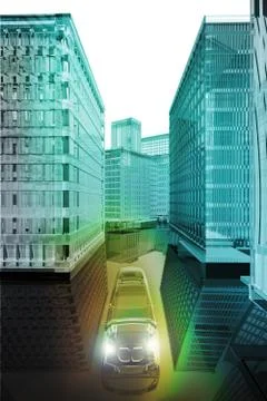 Futuristic car in the city Stock Illustration