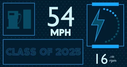 Futuristic Car Dashboard with Class of 2025 Text video Stock Footage 308428882