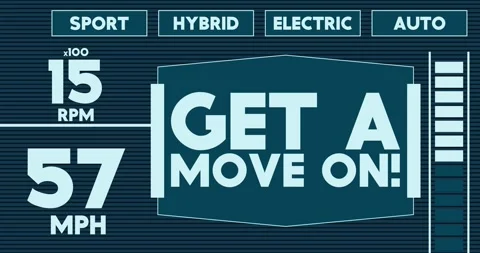 Futuristic Car Dashboard with Get a move on! Text Stock Footage 277413945