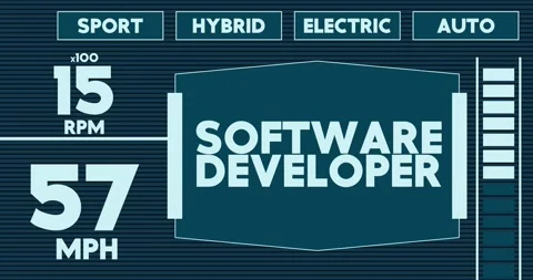 Futuristic Car Dashboard with Software Developer Text Stock Footage 219839482