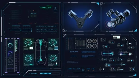 Futuristic Car Engineering HUD Interface Loop for Smart Vehicle Technology Stock Footage 332967625