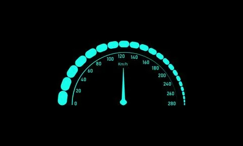 Futuristic car fuel indicator display featuring semi-circular gauge. Stock Illustration