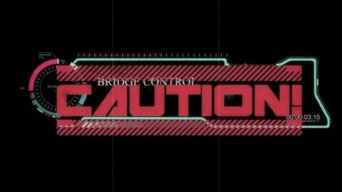 Futuristic caution warning on a bridge control interface Stock-Footage 321264770