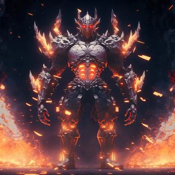 Futuristic character, robotic demon. Game boss concept. 3D rendering Stock Illustration
