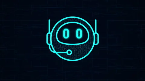 Futuristic Chatbot AI Icon Digital Background Stock Footage 340125649