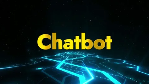 Futuristic chatbot interface with neon blue circuits Stock Footage 337444308