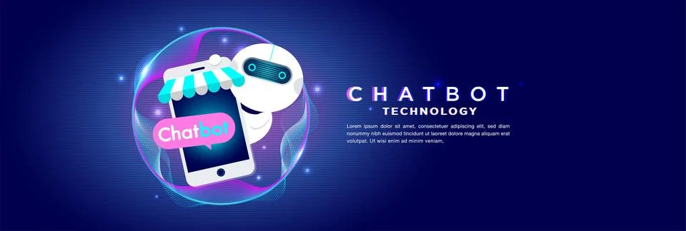 Futuristic Chatbot Technology Concept with AI Assistance 스톡 일러스트