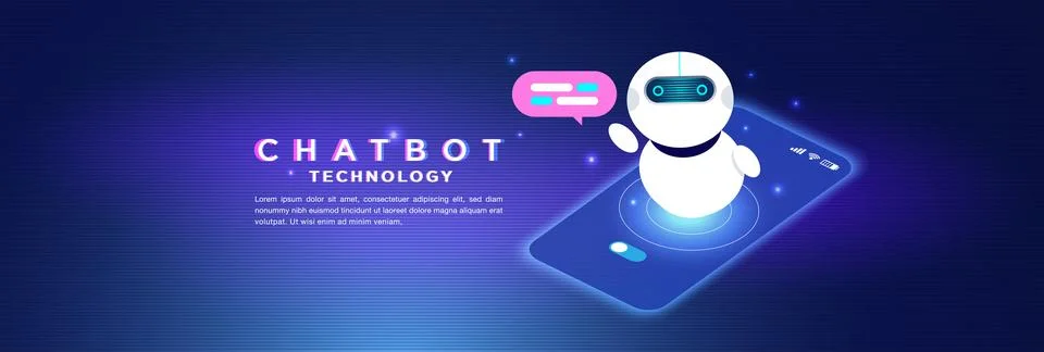 Futuristic Chatbot Technology in Digital Interface Stock Illustration