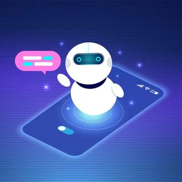 Futuristic Chatbot Technology in Digital Interface Stock Illustration