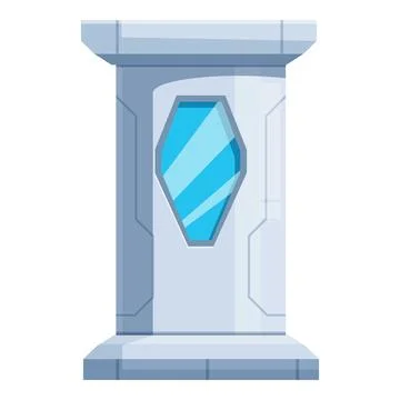 Futuristic checkpoint accessing modern building with blue window Ilustración de archivo