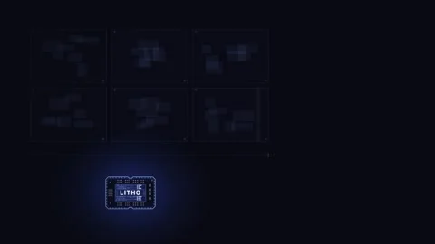Futuristic chip fabrication animation showcasing lithography exposure with glowi Stock Footage 340534243