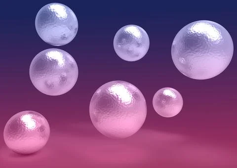 Futuristic chrome balls scattered in space 3D image Stock Illustration