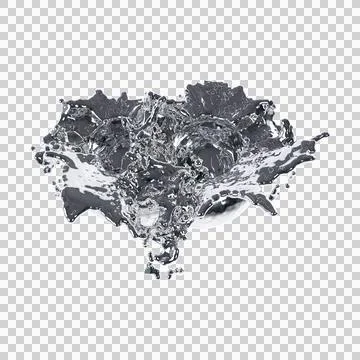 Futuristic chrome liquid Abstract metallic shape 3d render Illustrazione stock