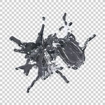 Futuristic chrome liquid Abstract metallic shape 3d render Stock Illustration