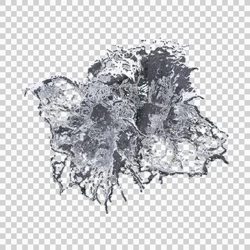 Futuristic chrome liquid Abstract metallic shape 3d render Stock Illustration