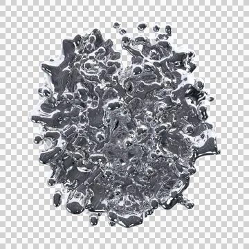 Futuristic chrome liquid Abstract metallic shape 3d render Stock Illustration