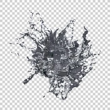 Futuristic chrome liquid Abstract metallic shape 3d render Stock Illustration