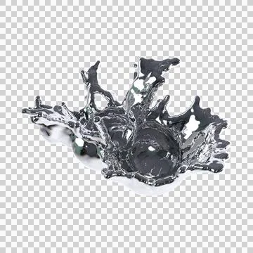 Futuristic chrome liquid Abstract metallic shape 3d render Stock Illustration
