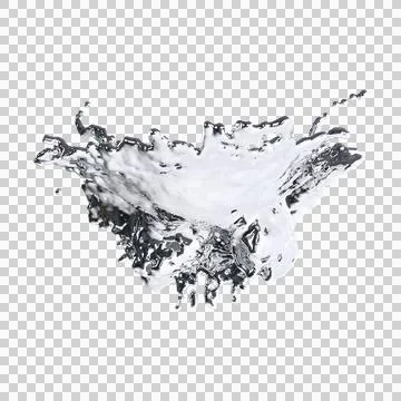 Futuristic chrome liquid Abstract metallic shape 3d render Stock Illustration