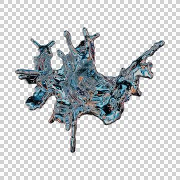 Futuristic chrome liquid iridescent Abstract metallic shape 3d render Stock Illustration