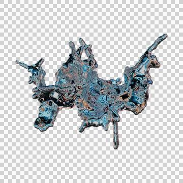 Futuristic chrome liquid iridescent Abstract metallic shape 3d render Illustrazione stock