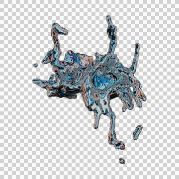 Futuristic chrome liquid iridescent Abstract metallic shape 3d render Stock Illustration