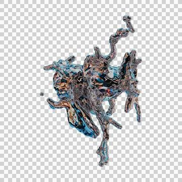 Futuristic chrome liquid iridescent Abstract metallic shape 3d render Stock Illustration