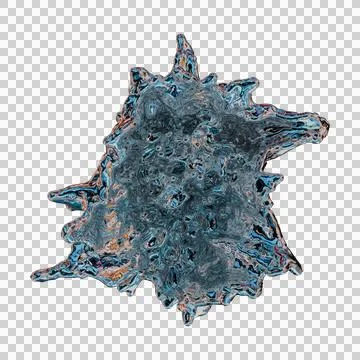 Futuristic chrome liquid iridescent Abstract metallic shape 3d render Stock Illustration