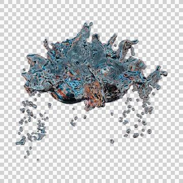Futuristic chrome liquid iridescent Abstract metallic shape 3d render Stock Illustration