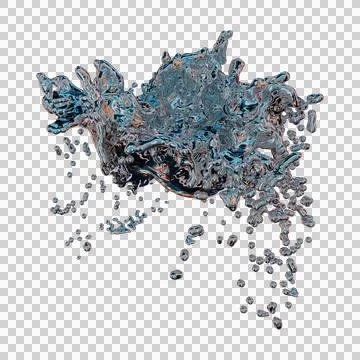 Futuristic chrome liquid iridescent Abstract metallic shape 3d render Stock-Illustration