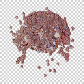 Futuristic chrome liquid iridescent Abstract metallic shape 3d render Stock Illustration