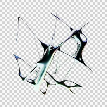 Futuristic chrome metallic type in 3D render with iridescent Stock Illustration