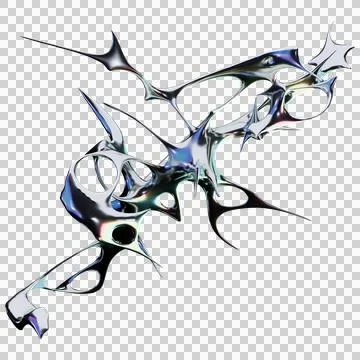 Futuristic chrome type with 3D render and iridescent metallics Stock Illustration