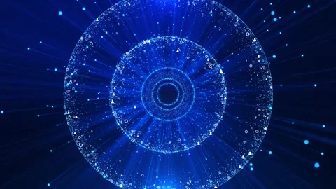 Futuristic Circle HUD display interface moving data networking, virtual display Stock Footage 341908252