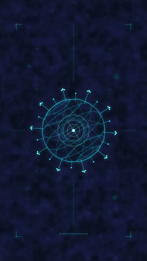 Futuristic circle HUD element glowing blue technological interface pattern Stock Footage 347566966