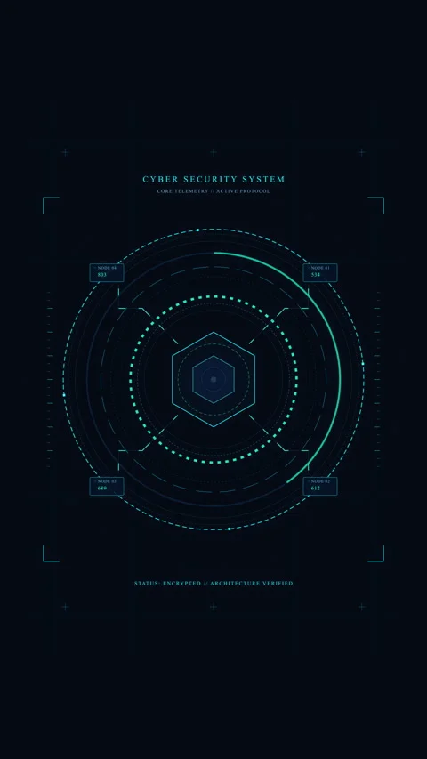 Futuristic circle interface, hud scanner, neon data grid, digital display, .. Stock Footage 348334547