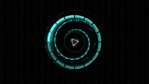 Futuristic circle interface loading animation with glowing triangle symbol .. Stock Footage 345897431