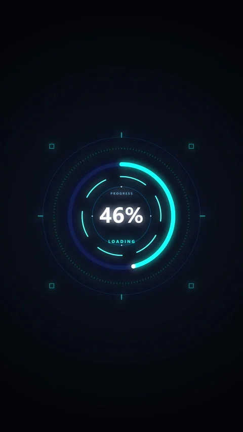 Futuristic circle loading animation with 0-100 percent progress bar and dig.. Stock Footage 345628787