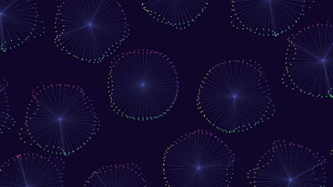 Futuristic circles pattern with neon rainbow dots on black gradient 스톡 동영상 230068205