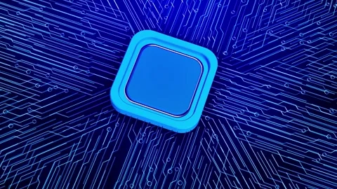 Futuristic Circuit Background Featuring Glowing Push Button Technology Stock Footage 315403250
