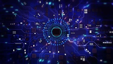 Futuristic Circuit Board AI Core Processor Technology Advanced central processor Video stock 341907998