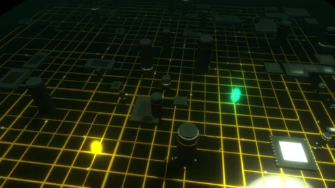 Futuristic Circuit Board Animation with Glowing Data Pulses 库存影片 344755675