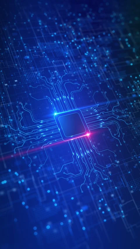 Futuristic circuit board central processor technology circuit board circuit boar Stock Footage 341900312