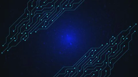 Futuristic circuit board on dark blue background Stock Illustration