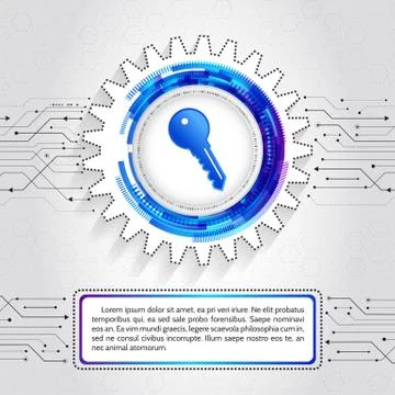 Futuristic circuit board on the grey background. System privacy data security Illustrazione stock