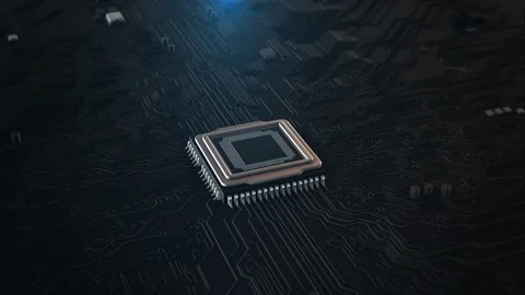 Futuristic circuit board Microchip CPU Processor Network motherboard with a chip Stock Footage 293053058
