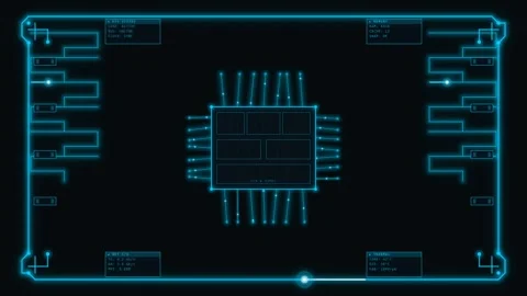 Futuristic Circuit Board Motion with Neon Blue Lines for Technology and Ele.. Stockbeeldmateriaal 342749514